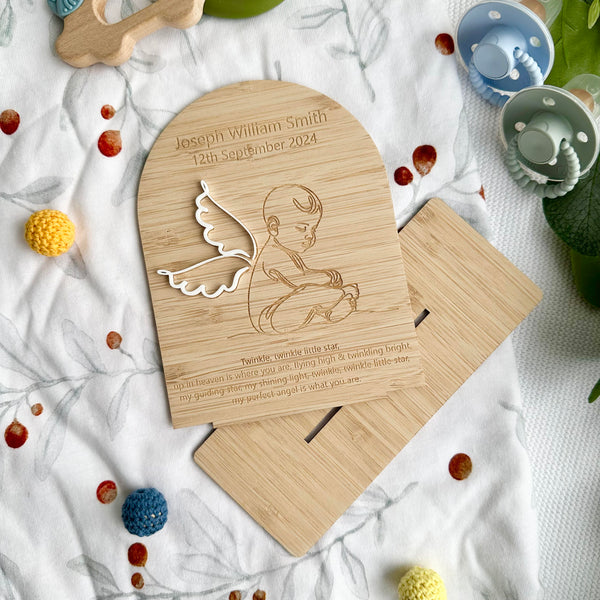 Angel Baby Memorial Plaque Stand CMC Gold Angel Baby Memorial Plaque Stand CMC Gold