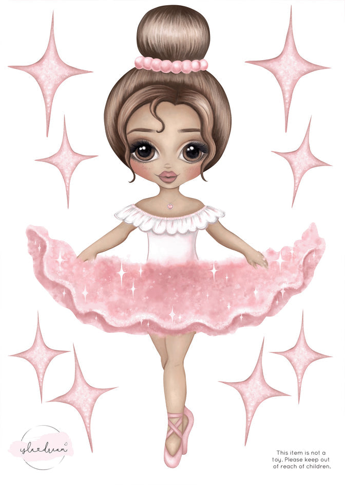 &#39;Ariana the Ballerina&#39; Fabric Wall Decals A4 | Removable Fabric Wall Decals | Isla Dream