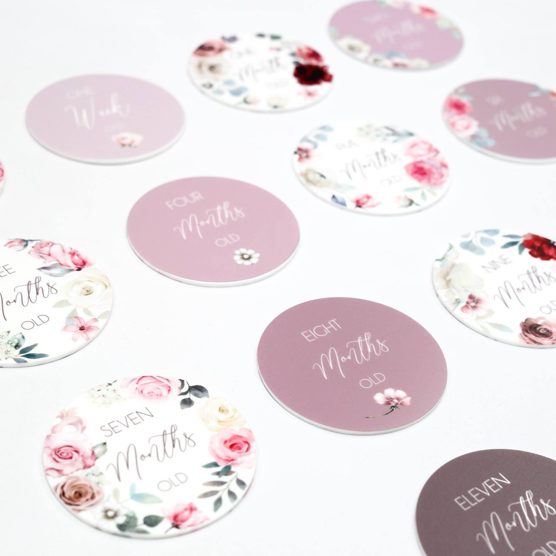 Dusty - Floral Printed Milestone Cards (set of 14)