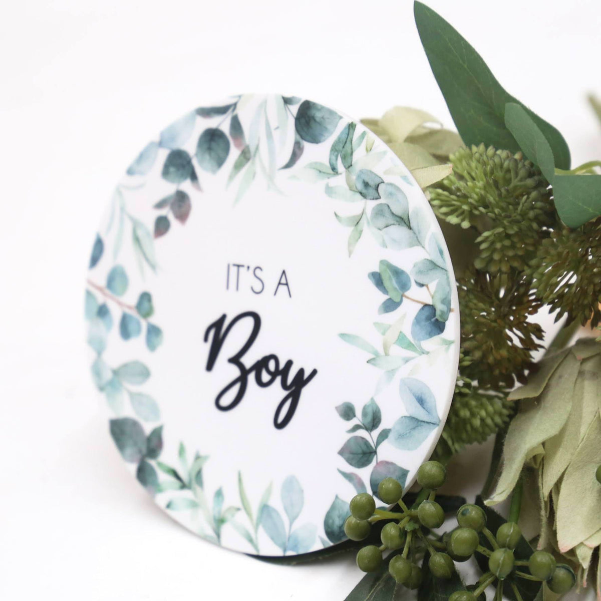 It&#39;s a Boy - leafy Boarder Birth Announcement Plaque