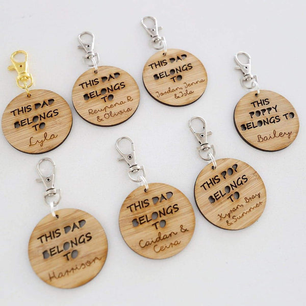This Dad Belongs To Keyring Personalised CMC Gold