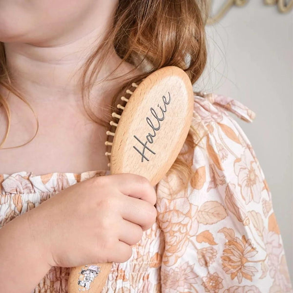 Personalised Toddler Hair Brush (Hard Bristles) CMC Gold