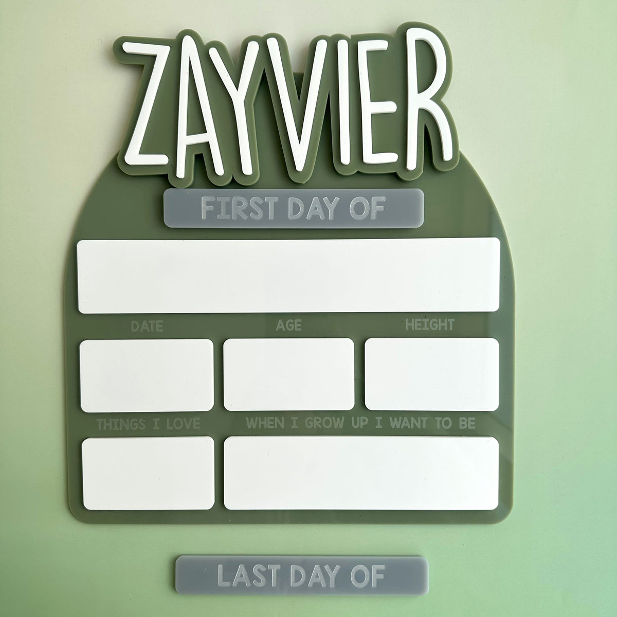 3D Acrylic First Day / Last Day Of Board