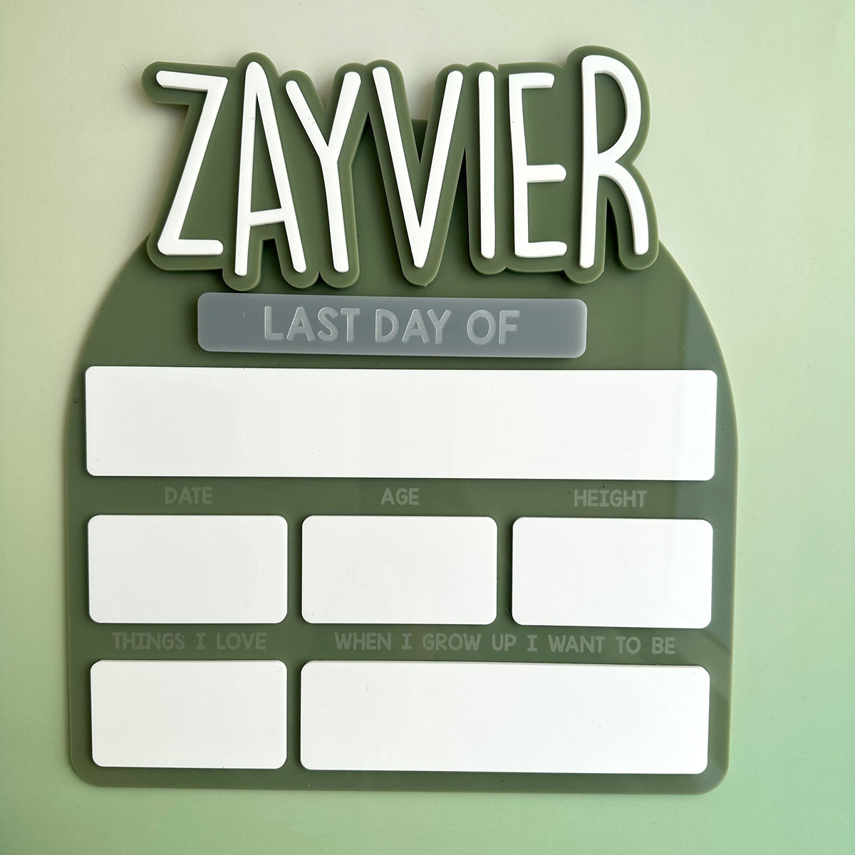 3D Acrylic First Day / Last Day Of Board