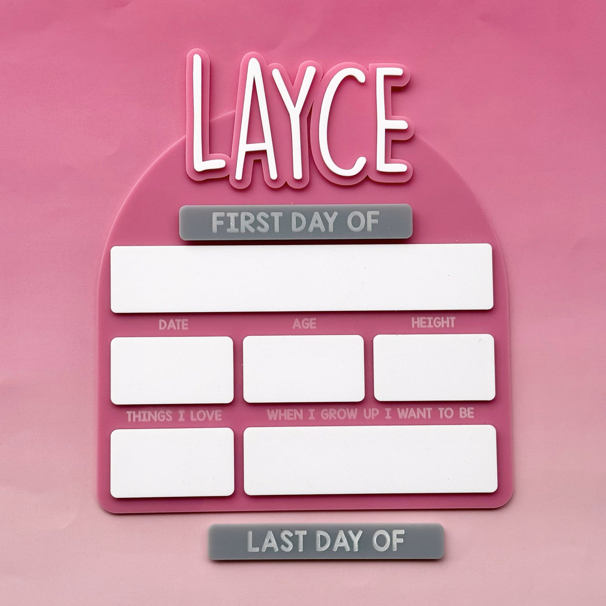 3D Acrylic First Day / Last Day Of Board