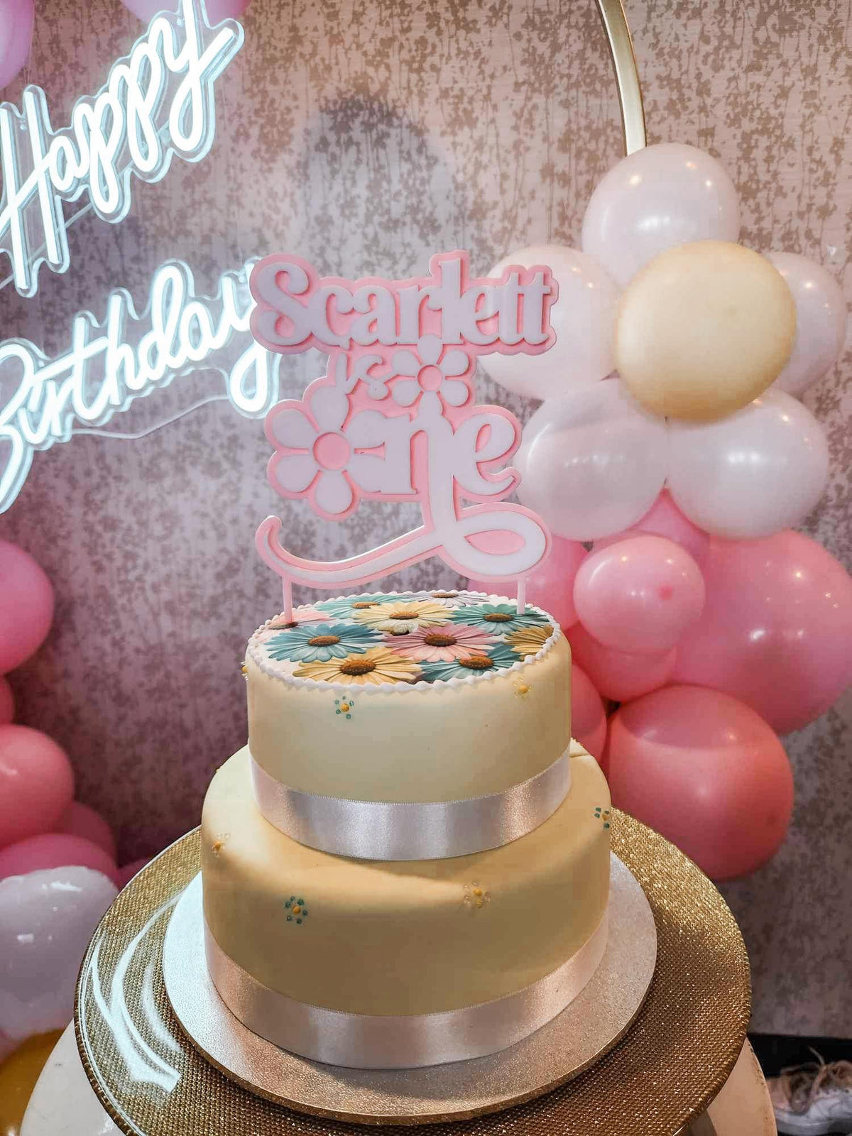 3D Floral Birthday Cake Topper