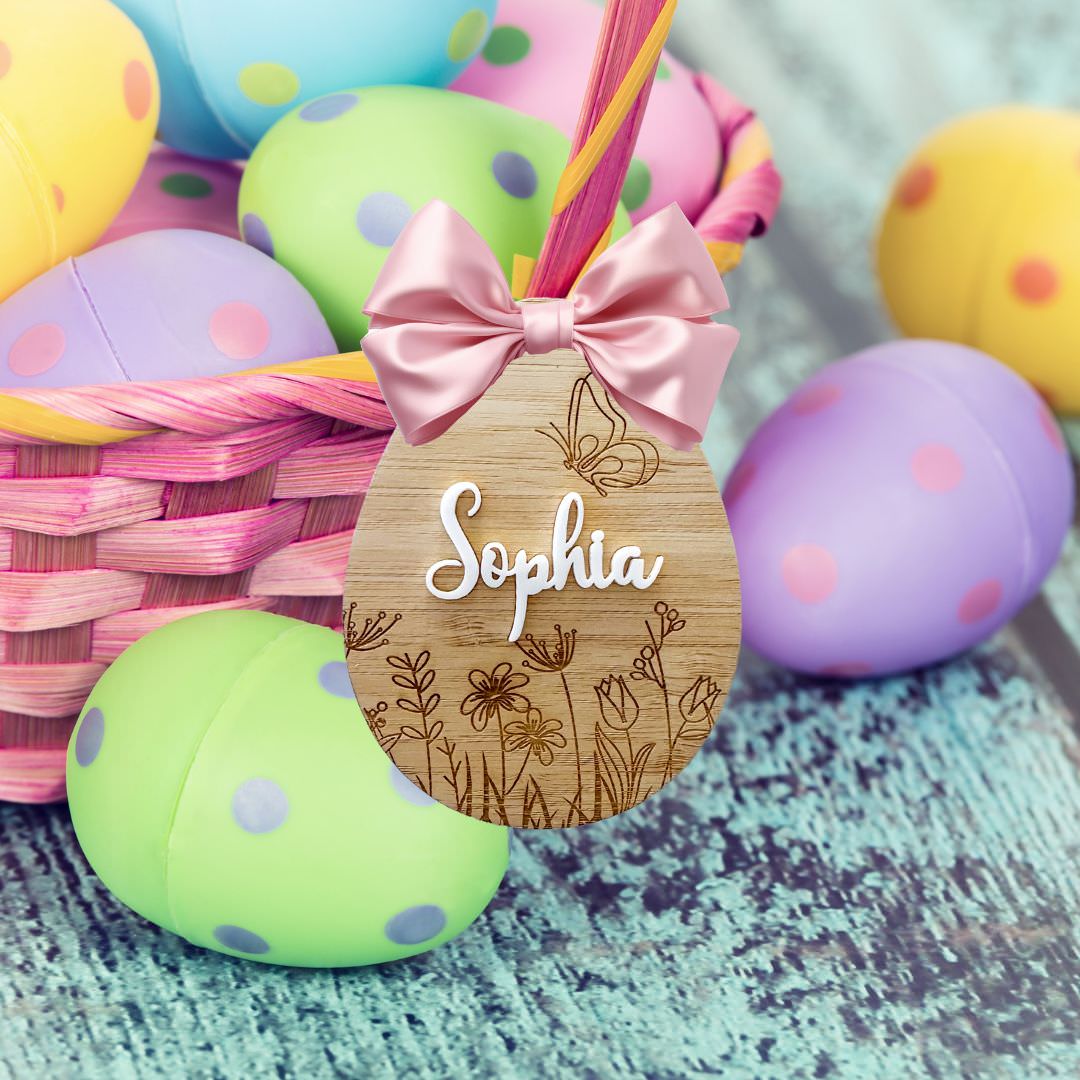 3D Acrylic Name Easter Basket Tag