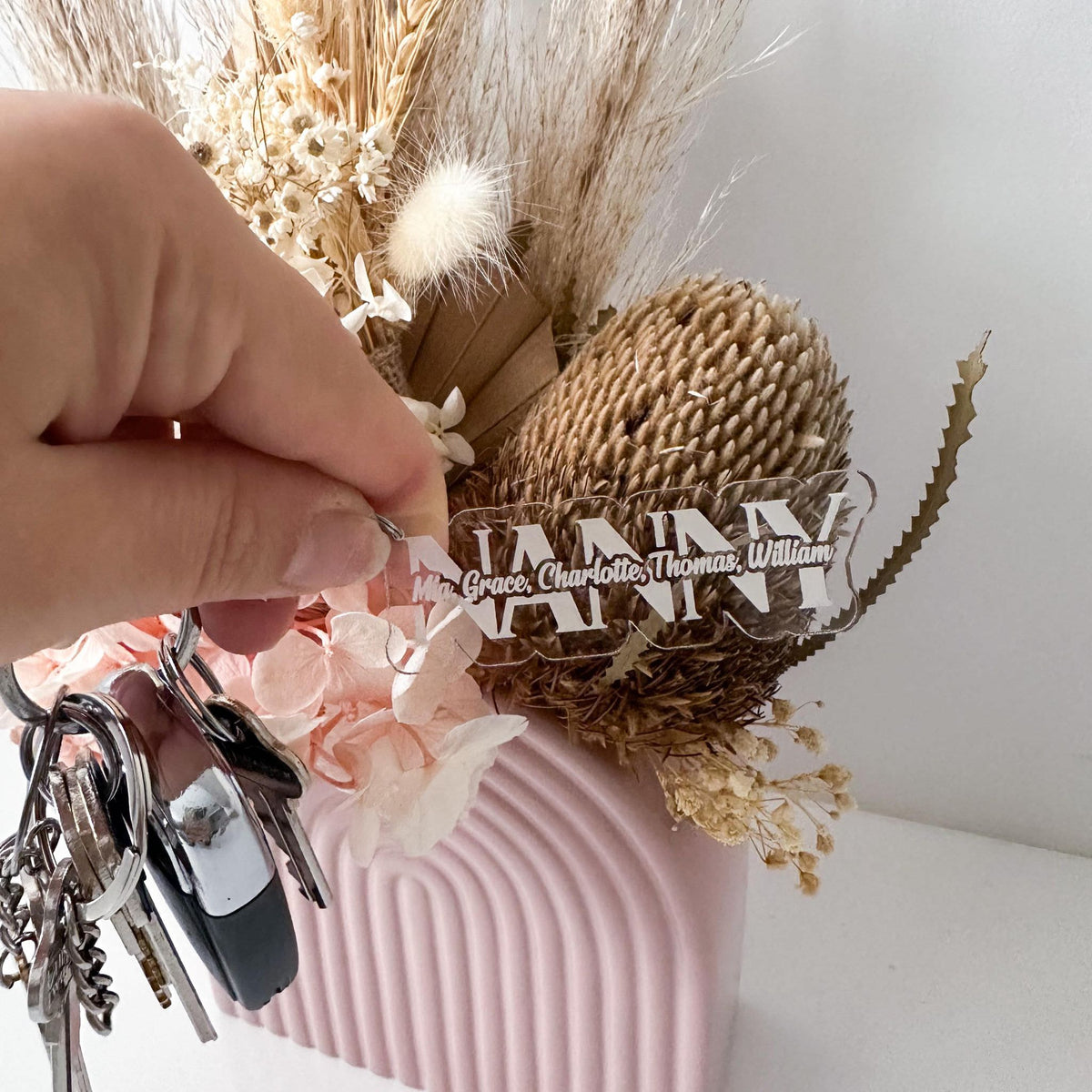 Keyring with Family Names (Double Layer)