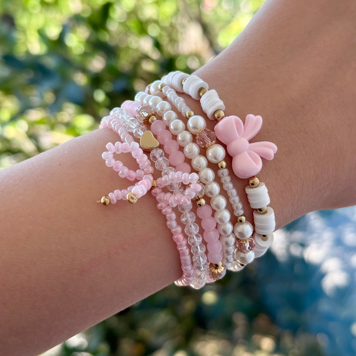 Beaded Pearl Bracelet Set (6 Pack)