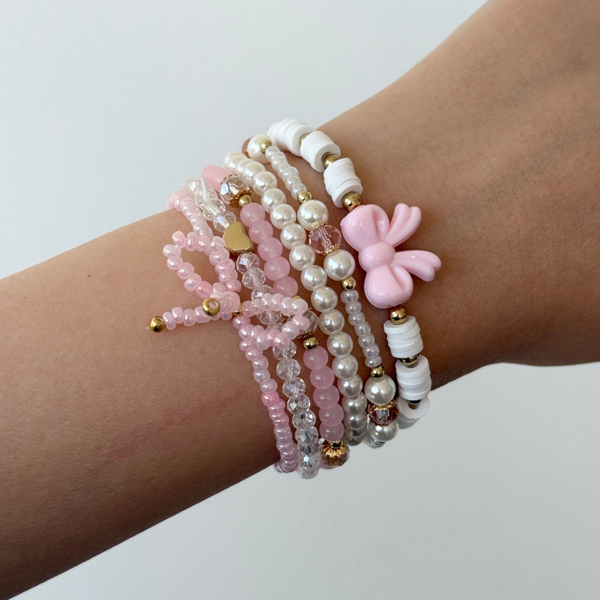 Beaded Pearl Bracelet Set (6 Pack)