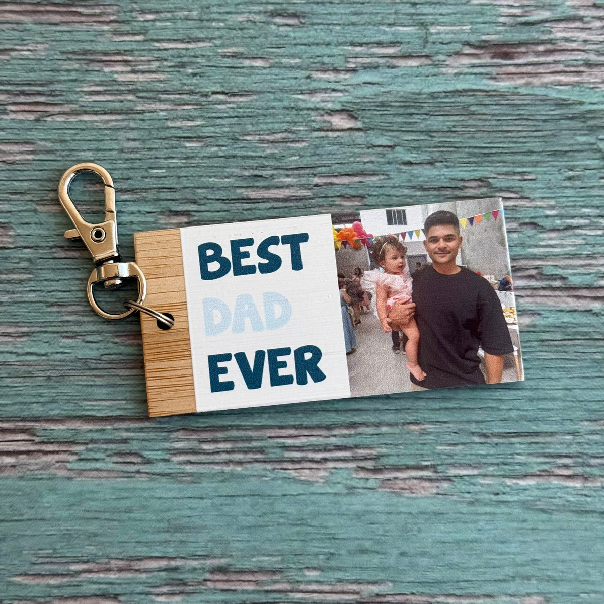 Best Dad Ever - Bamboo Photo Keyring