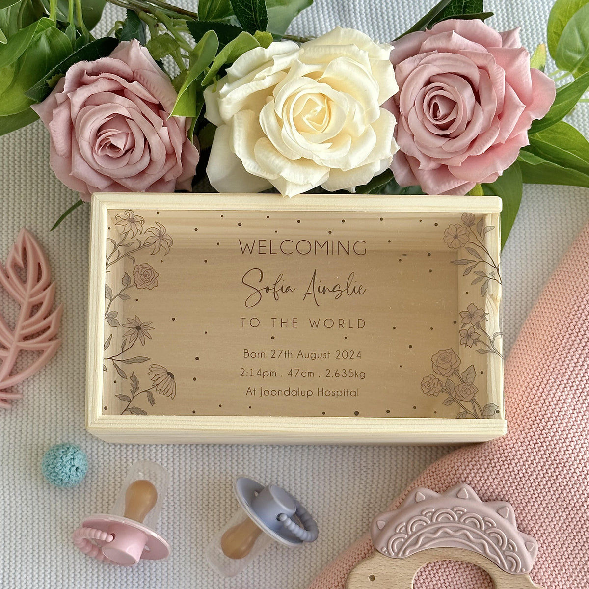 Birth Details (Floral) Keepsake Box