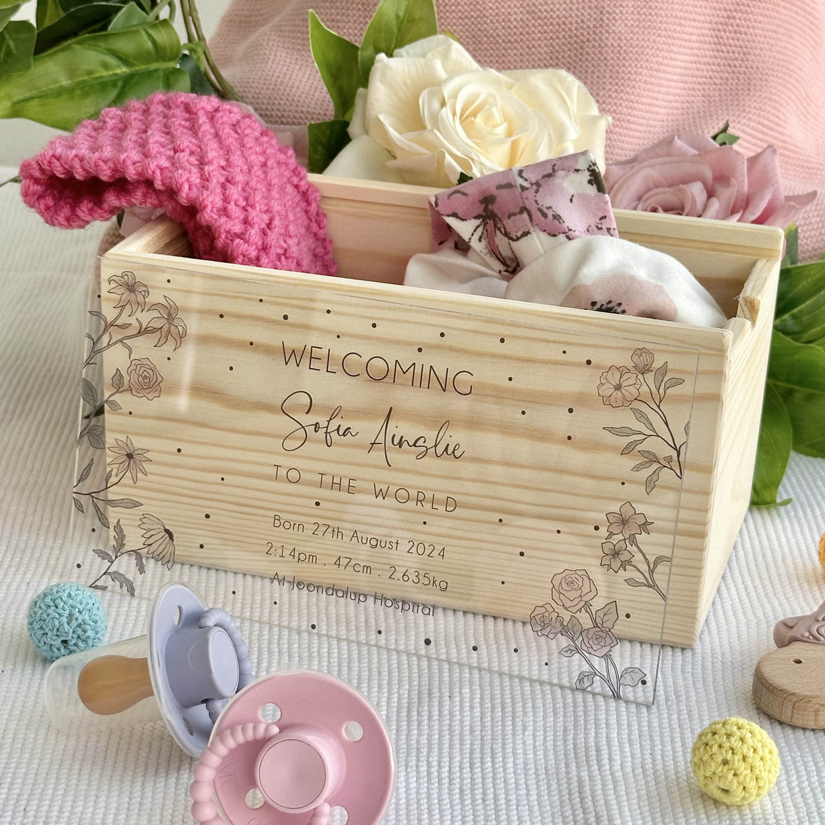 Birth Details (Floral) Keepsake Box