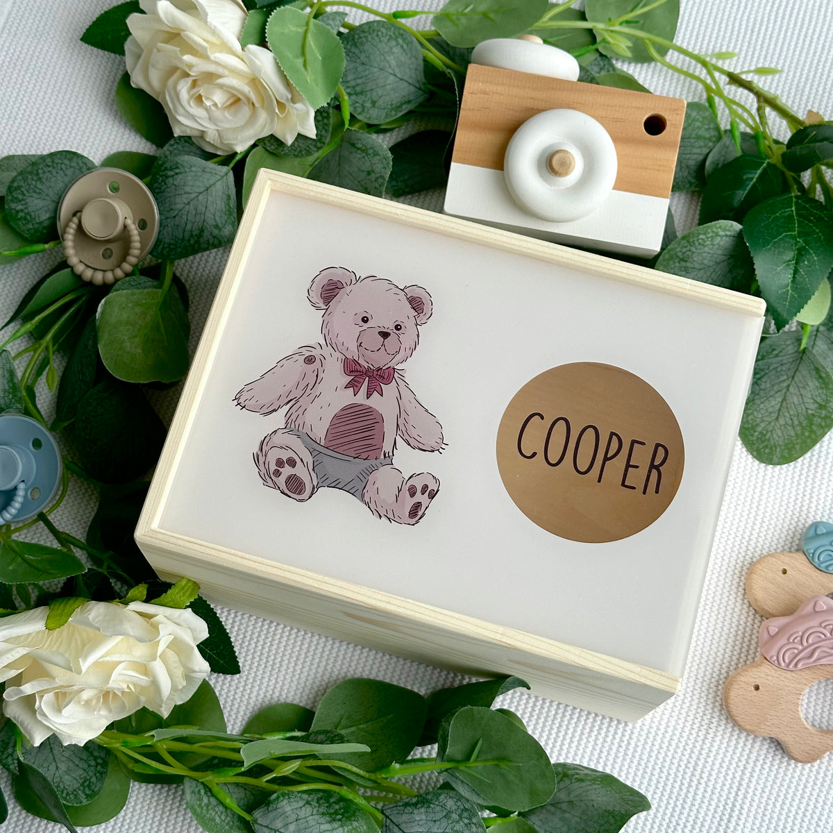 Teddy Bear Acrylic Lid - Keepsake Box