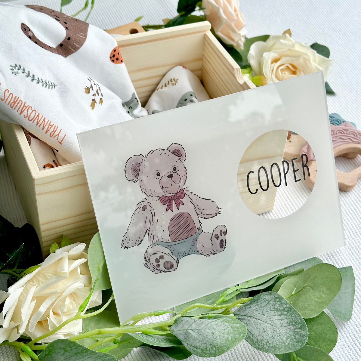 Teddy Bear Acrylic Lid - Keepsake Box