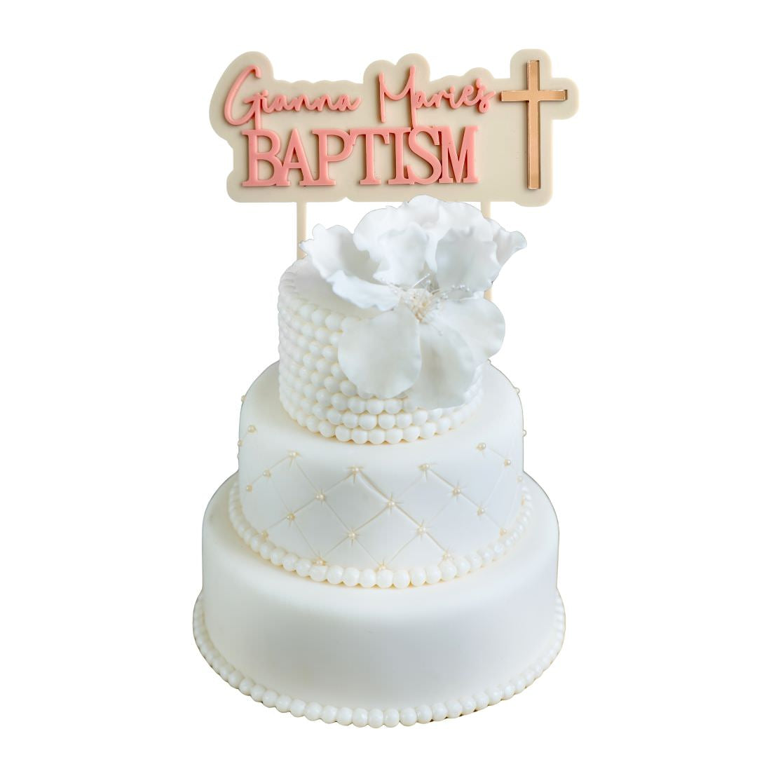 3D Christening/Baptism Cake Topper With Cross