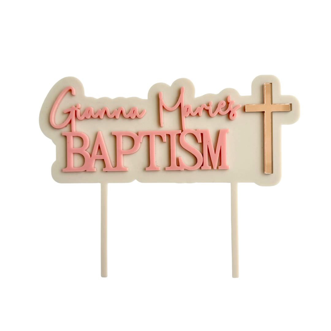 3D Christening/Baptism Cake Topper With Cross