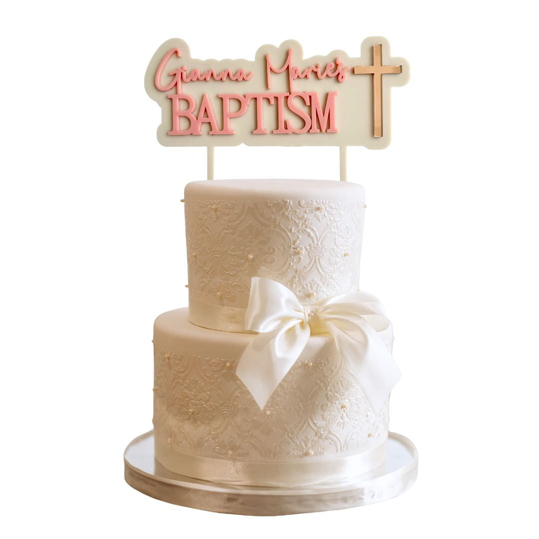 3D Christening/Baptism Cake Topper With Cross
