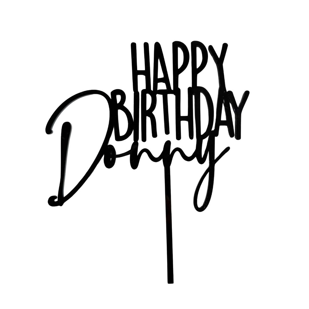 Happy Birthday With Name Cake Topper