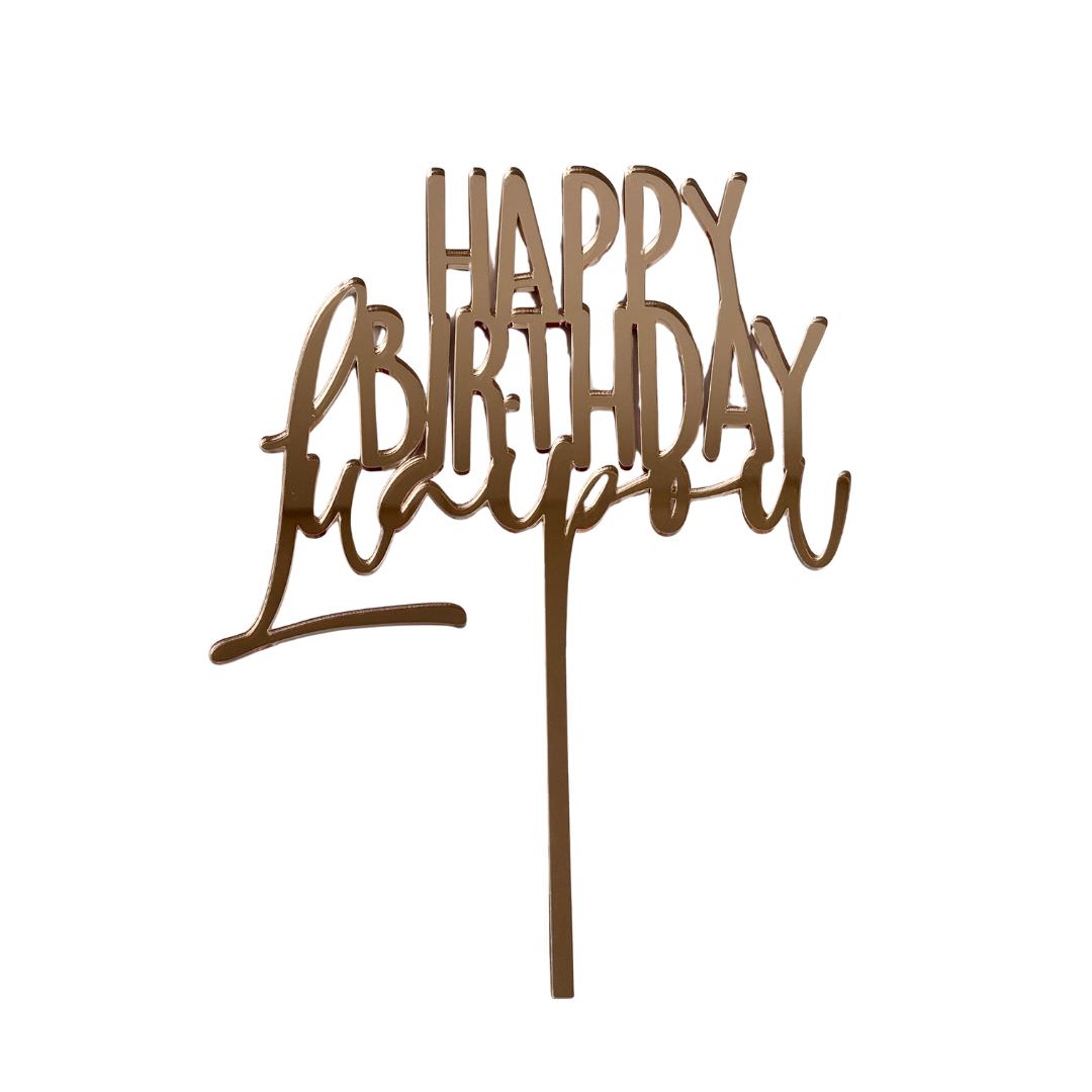 Happy Birthday With Name Cake Topper
