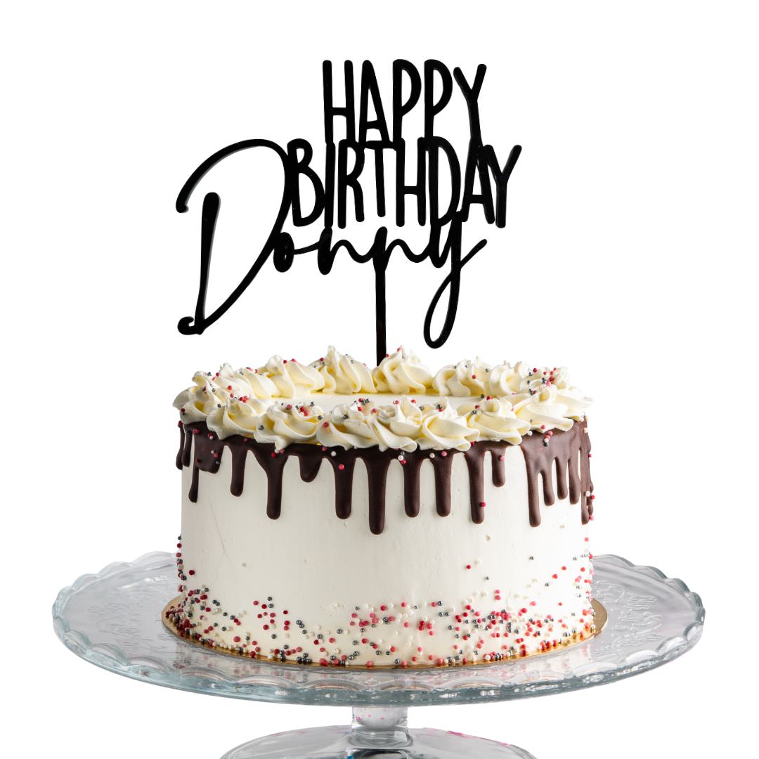 Happy Birthday With Name Cake Topper