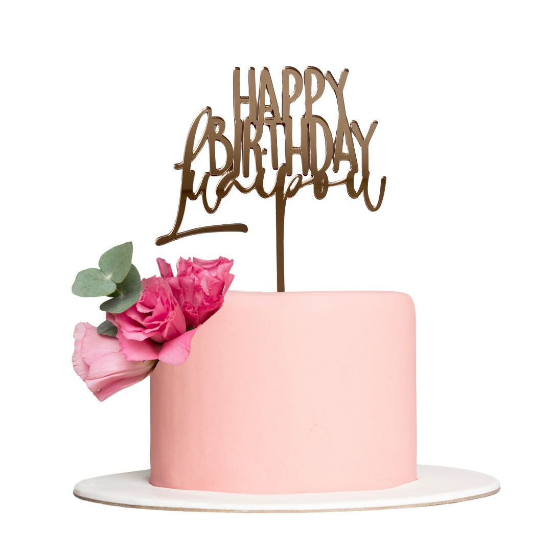 Happy Birthday With Name Cake Topper