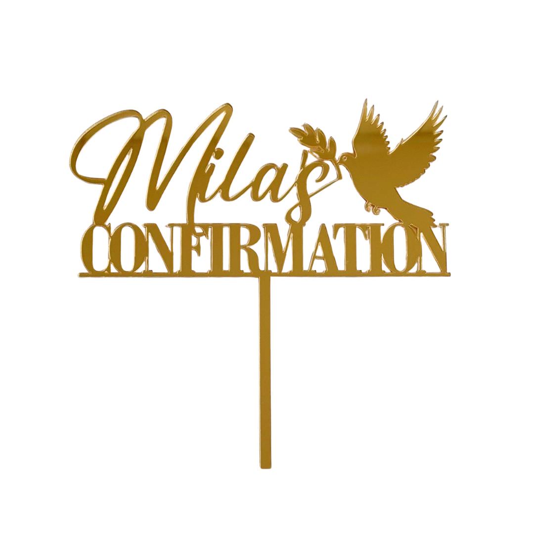 Confirmation With Name - Dove Cake Topper