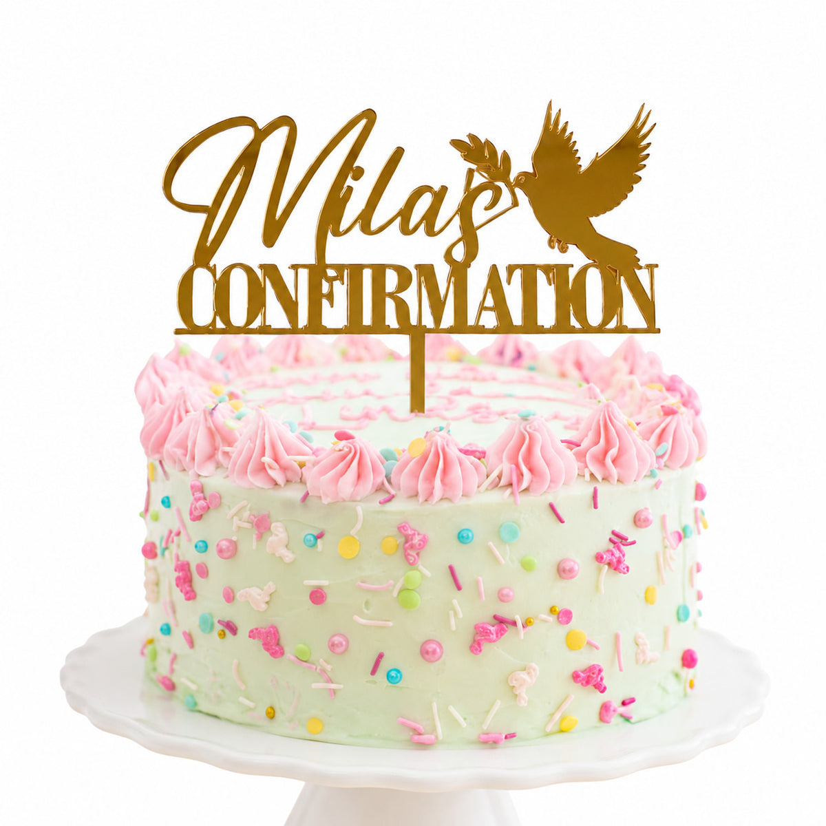 Confirmation With Name - Dove Cake Topper