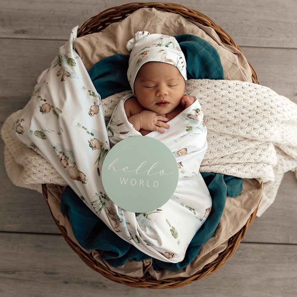 Duck Pond Baby Jersey Wrap & Beanie Set