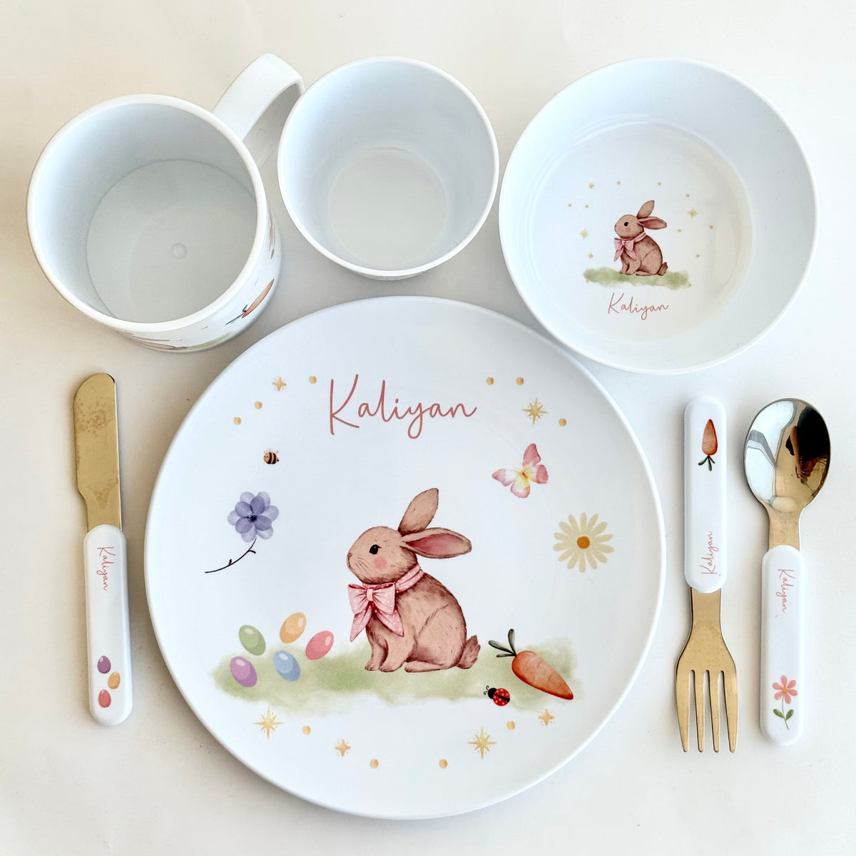 Personalised Kids Dinner Set - Easter Bunny