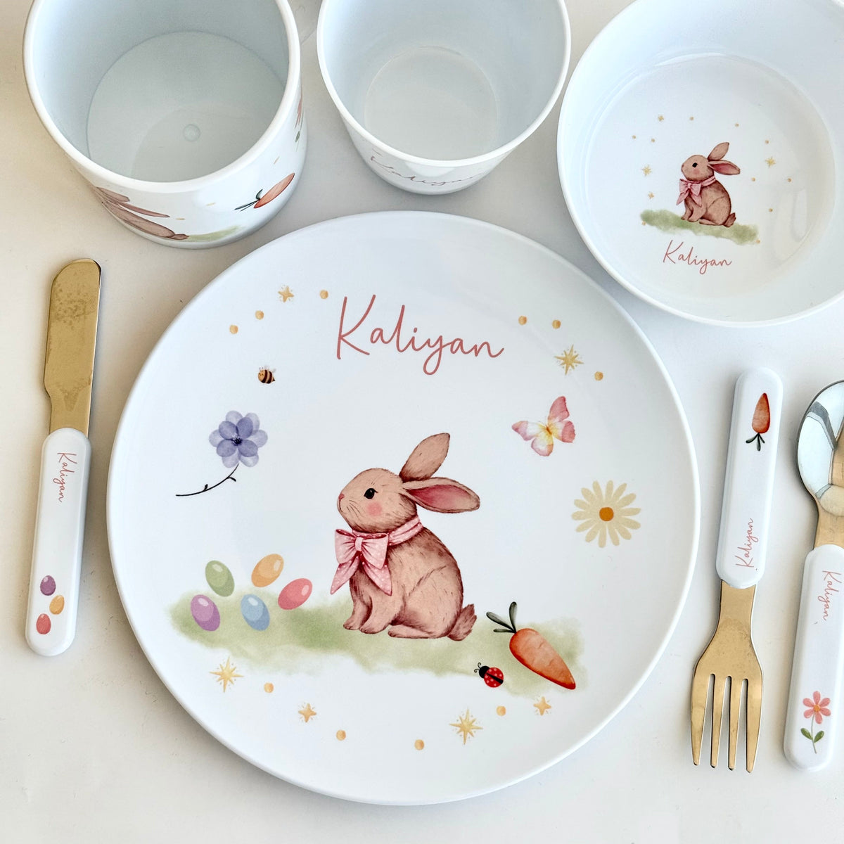Personalised Kids Dinner Set - Easter Bunny