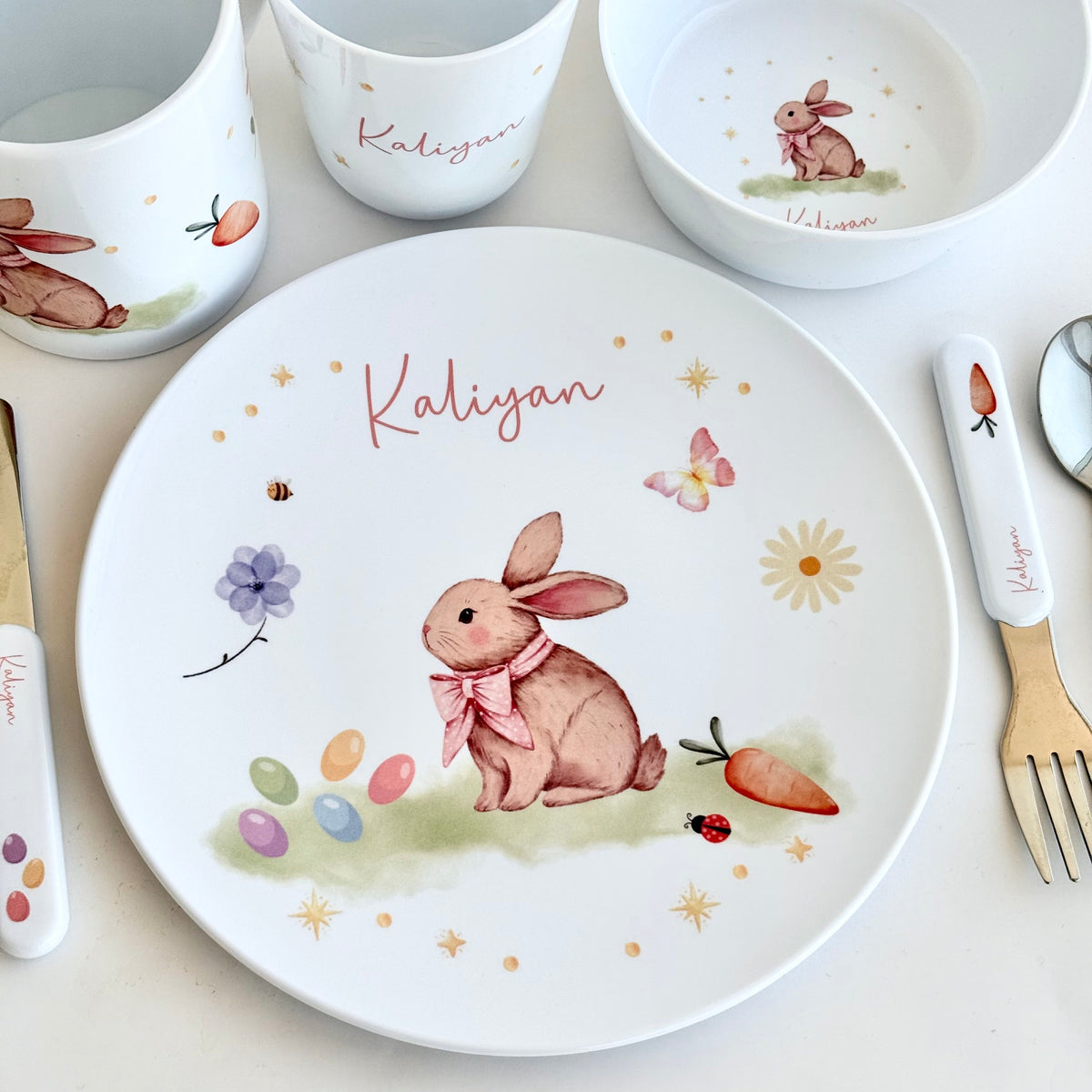 Personalised Kids Dinner Set - Easter Bunny
