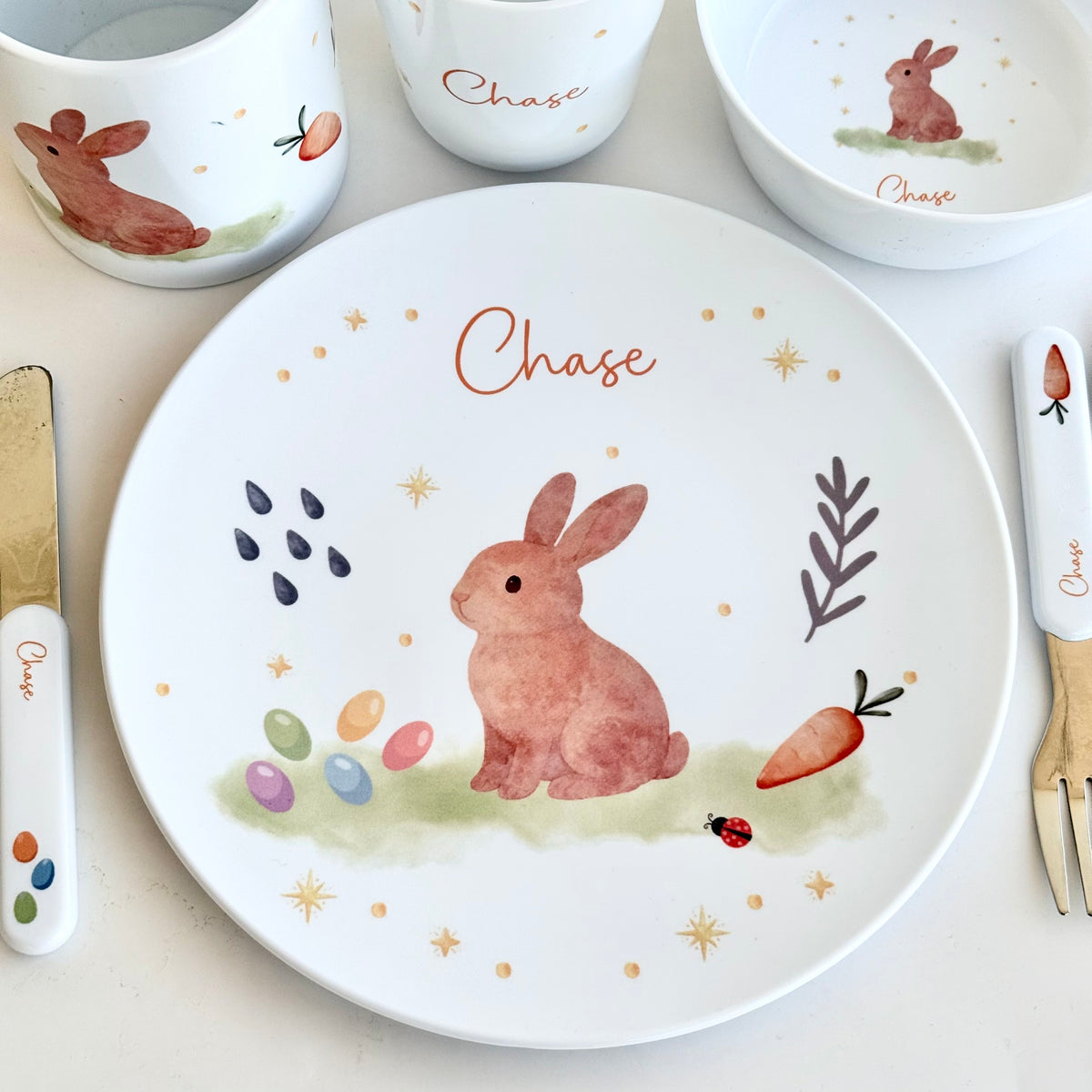 Personalised Kids Dinner Set - Easter Bunny
