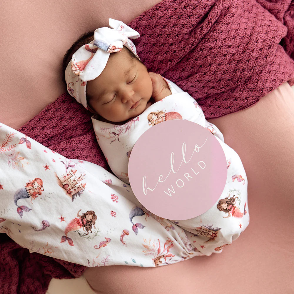 Mermaid Baby Jersey Wrap & Topknot Set