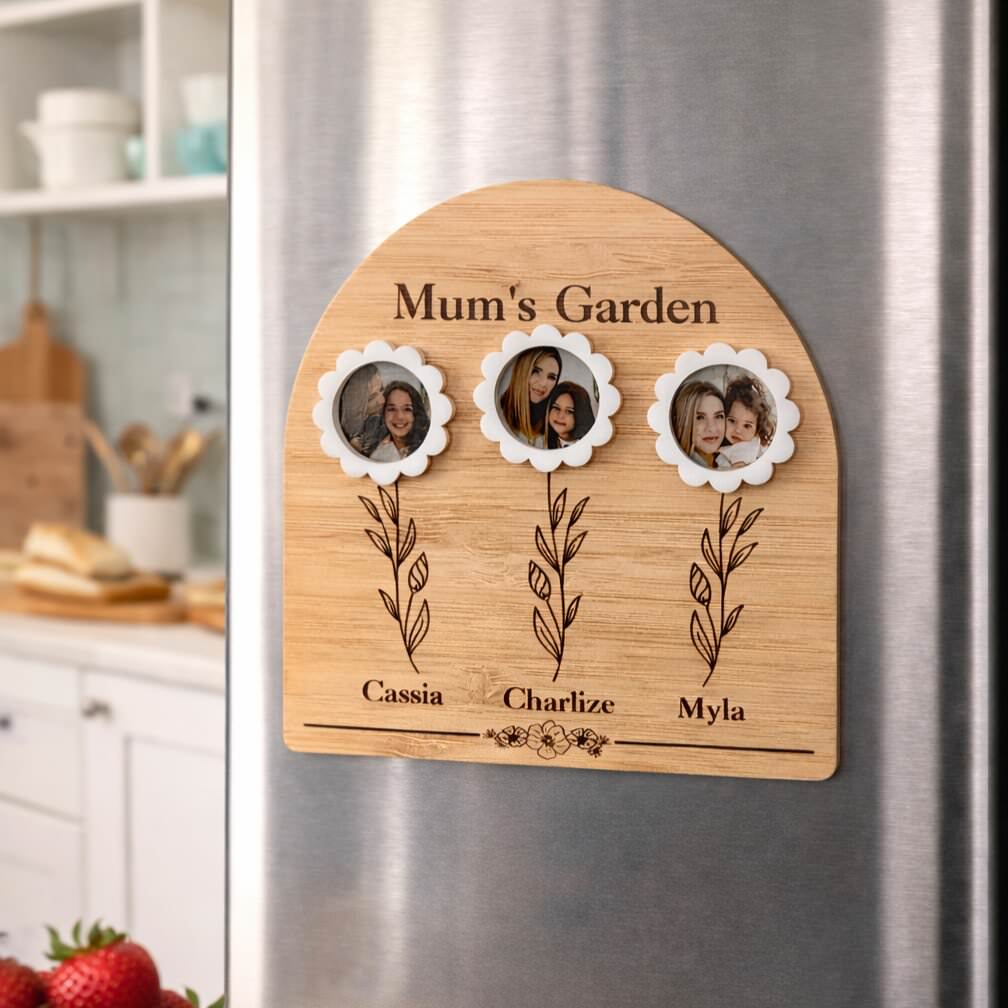 Mum's Garden Bamboo Photo Magnet - Mother's Day