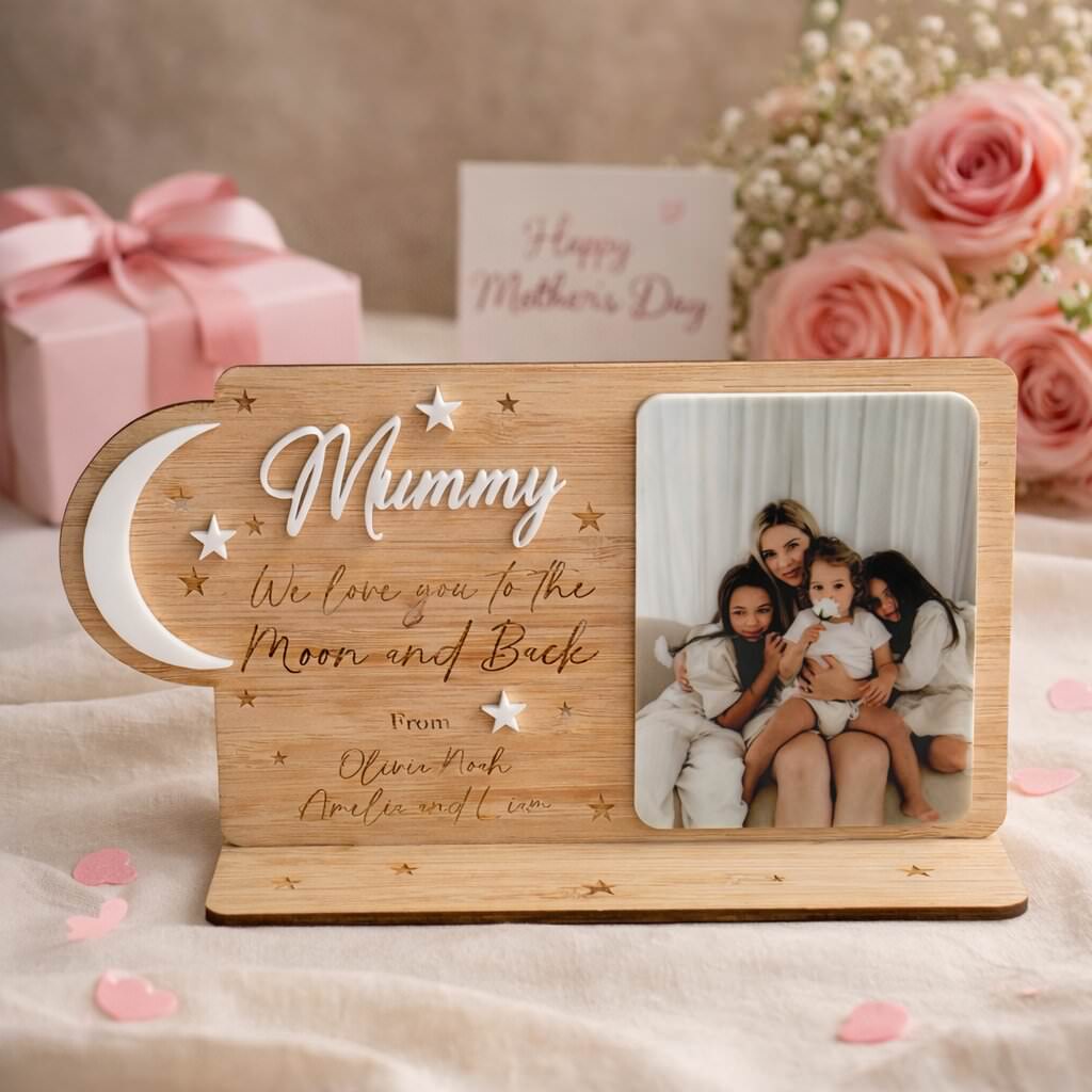 Moon and Back Bamboo Photo Stand - Mother's Day