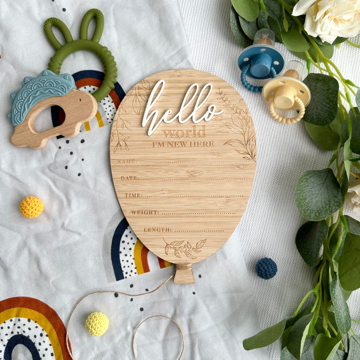 Baby Name Sign Baby Announcement Sign, Hello World Newborn Sign, Wooden For Nursery, Birth Announcement Sign For Hospital, Welcome Baby Arrival Sign Announcement Board For Photo Prop Baby Shower Name Sign For