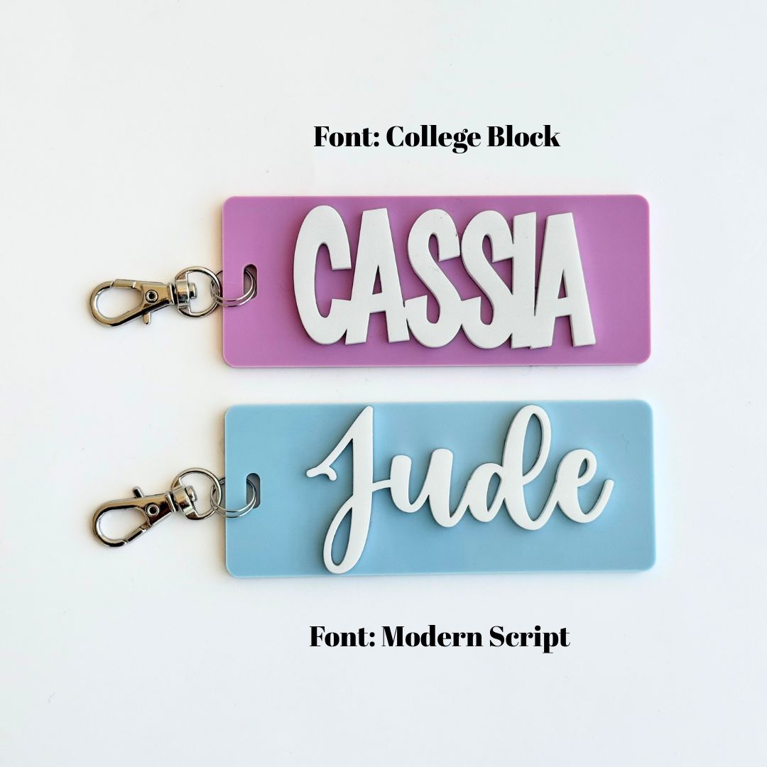 3D Name Bag Tag Keyrings