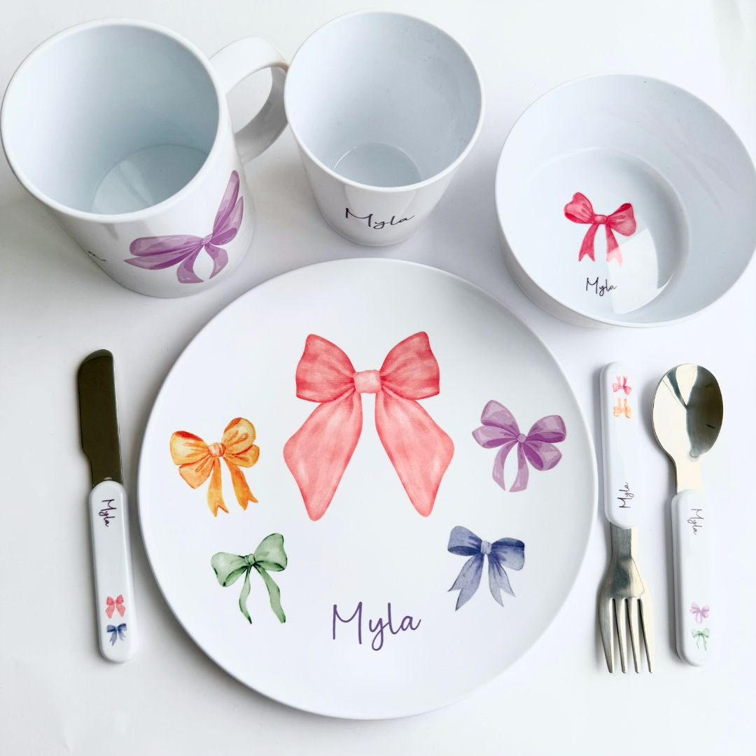 Personalised Kids Dinner Set - Bows
