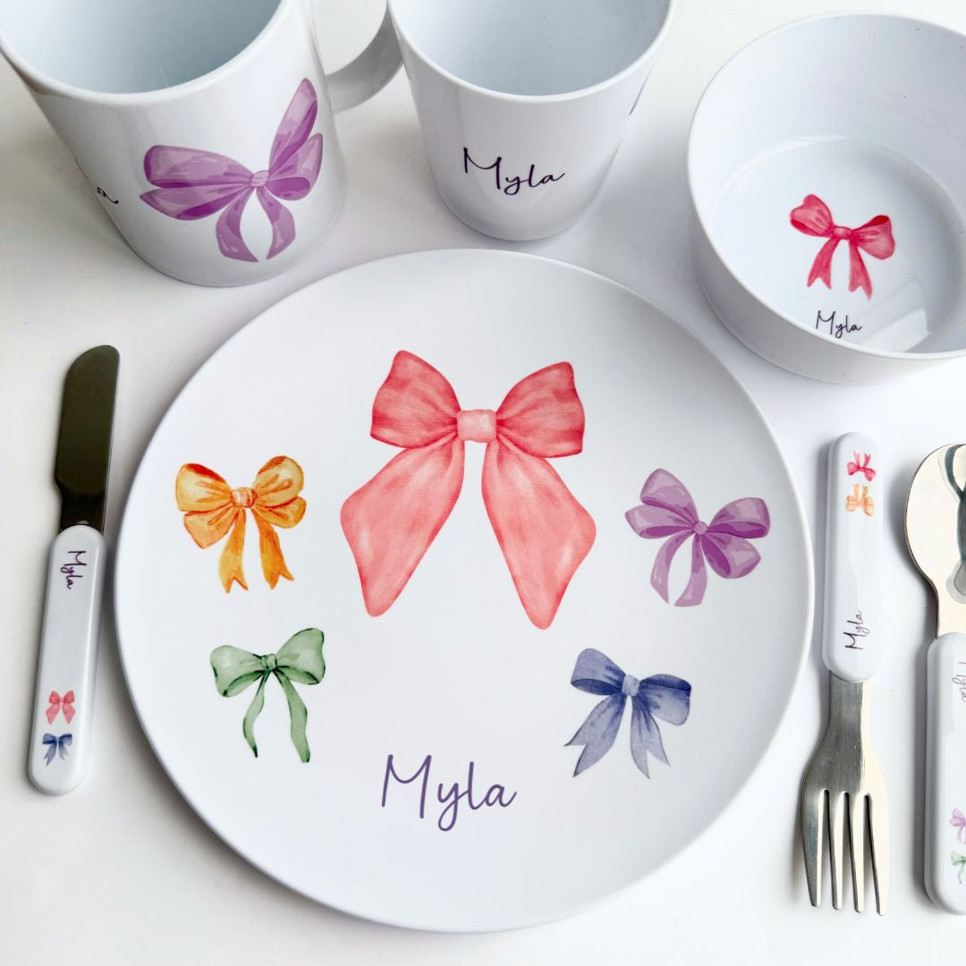 Personalised Kids Dinner Set - Bows