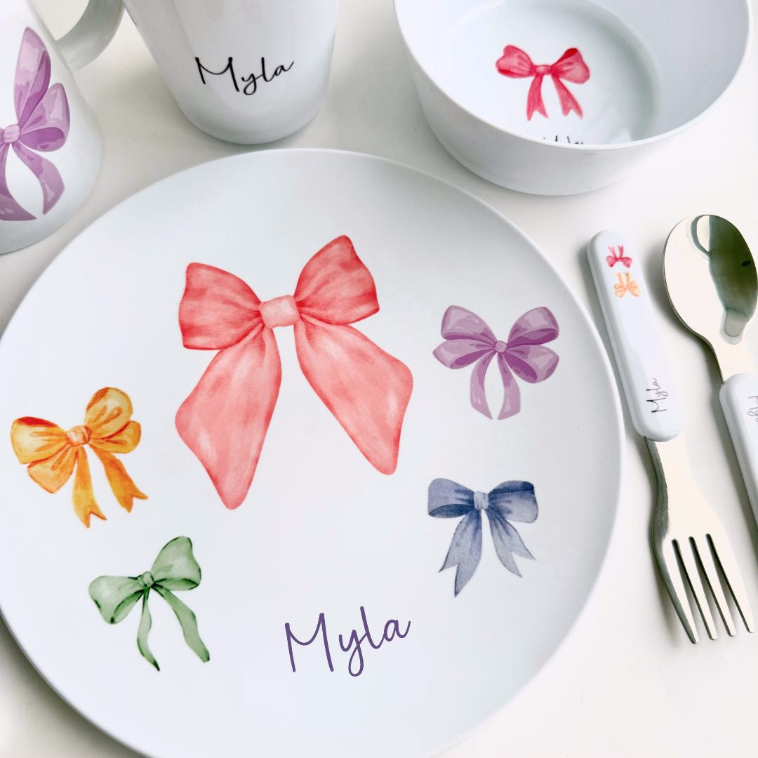 Personalised Kids Dinner Set - Bows