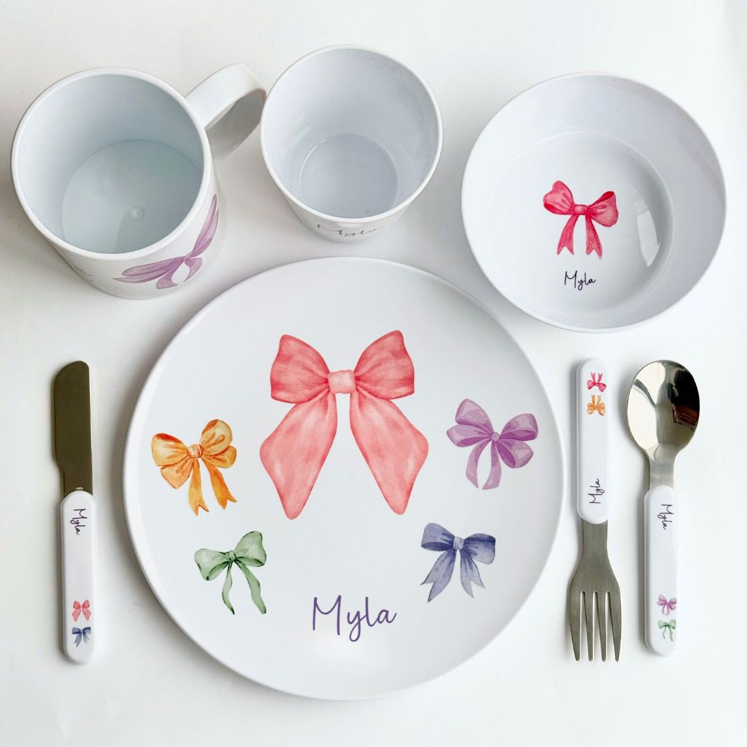 Personalised Kids Dinner Set - Bows