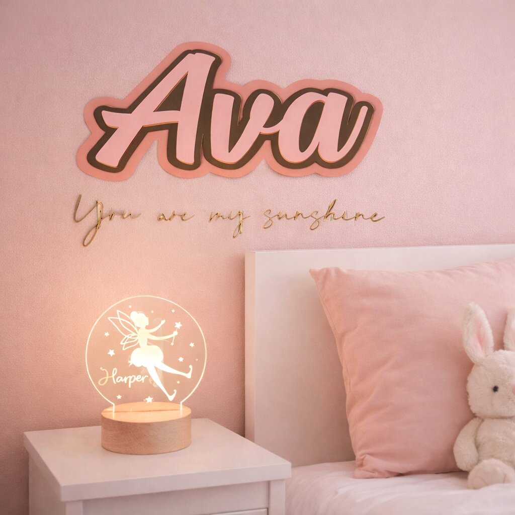 personalised nursery name plaque, baby name wall sign, nursery wall decor Australia, custom nursery decor, 3D baby name sign, personalised nursery styling