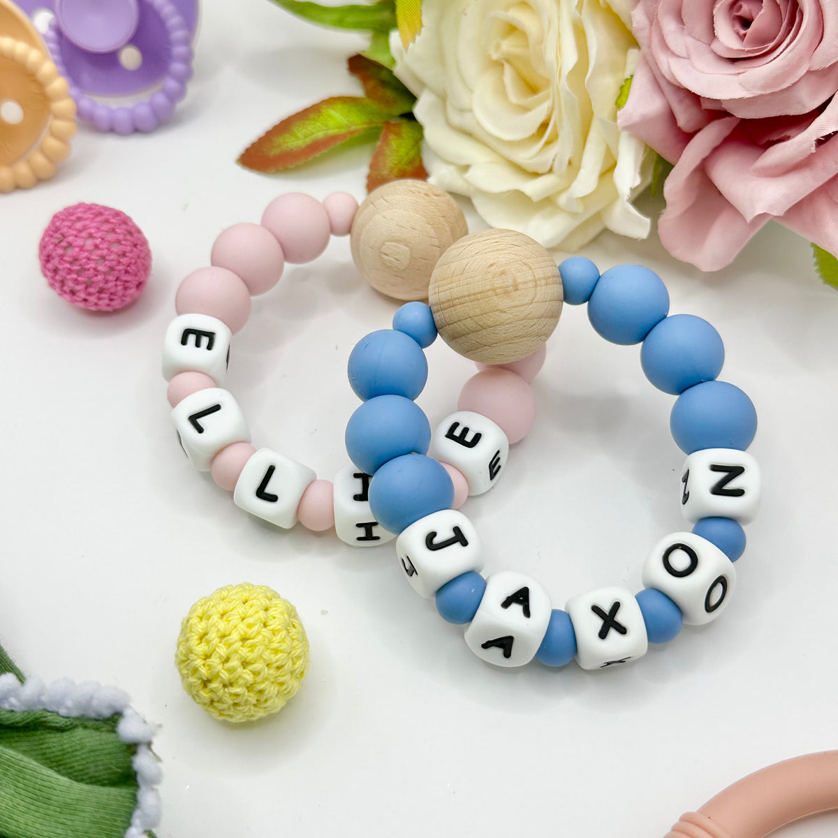 Personalised Beech Wood &amp; Silicone Teether