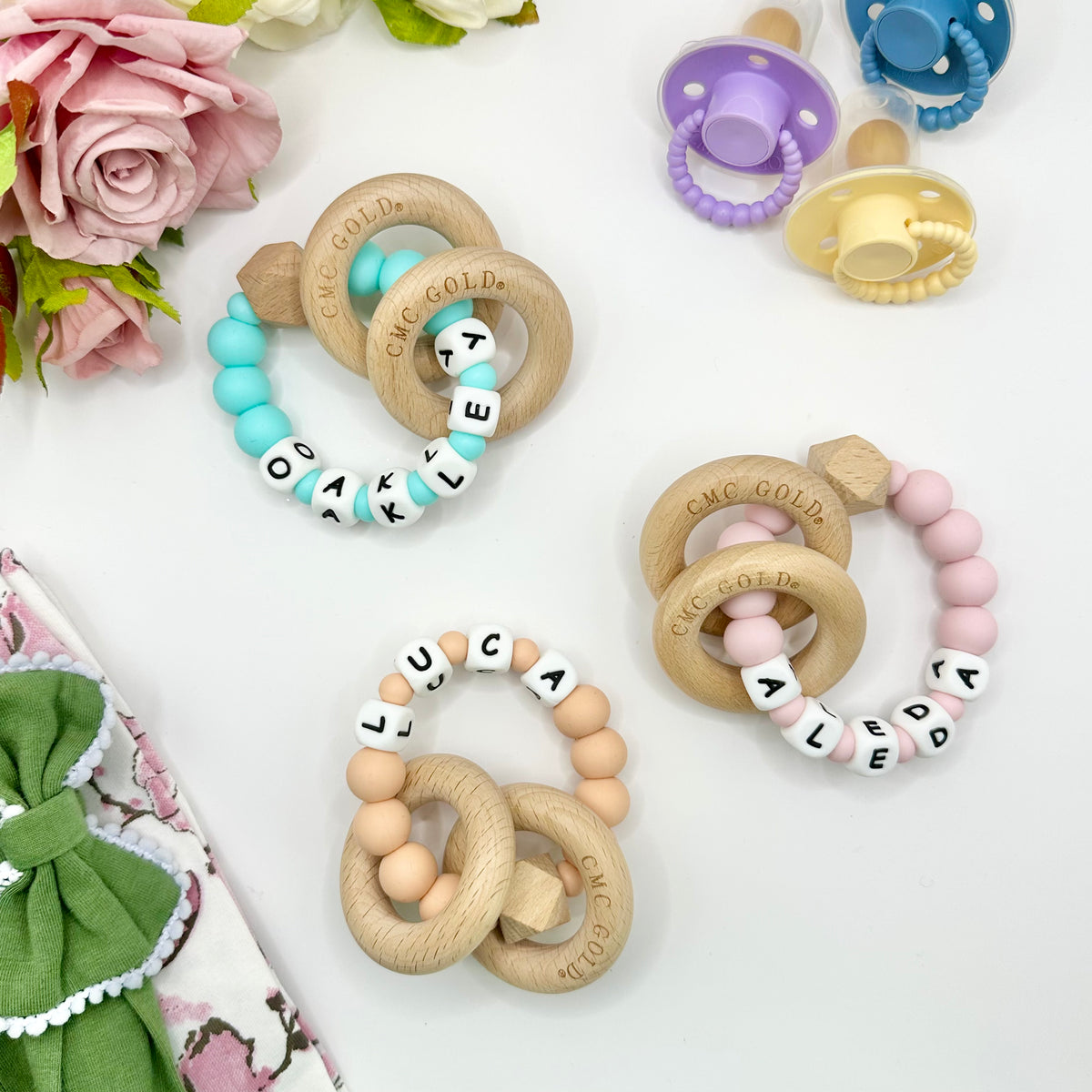 Personalised Hex &amp; Silicone Teether