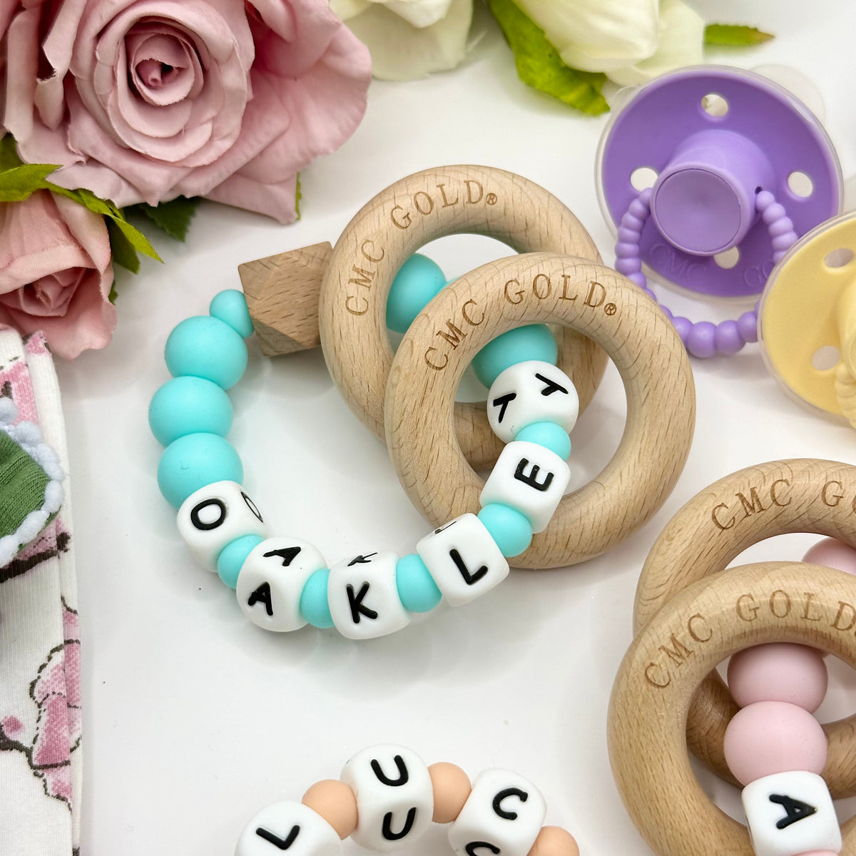 Personalised Hex &amp; Silicone Teether