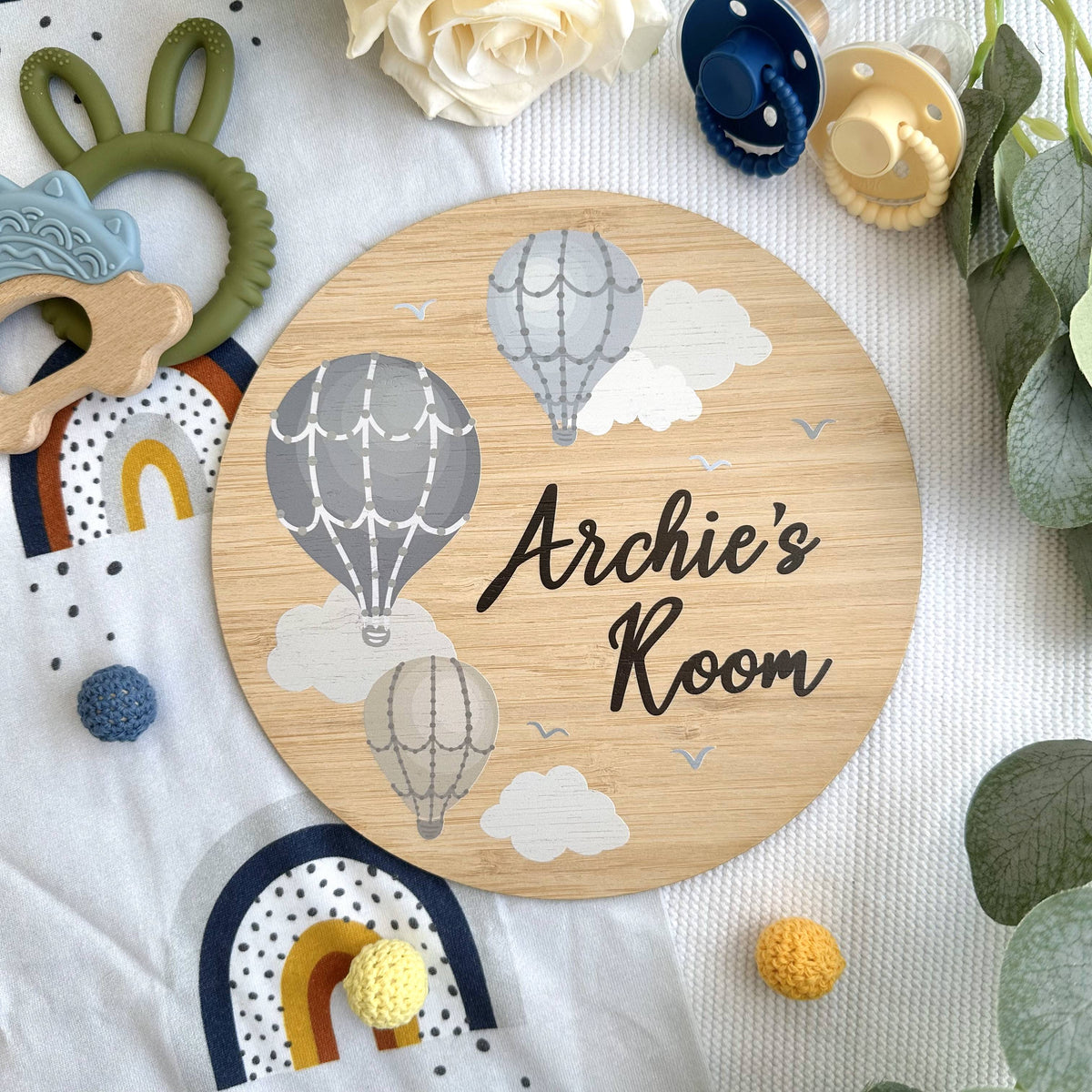 Printed Round Plaque- Hot Air Balloons