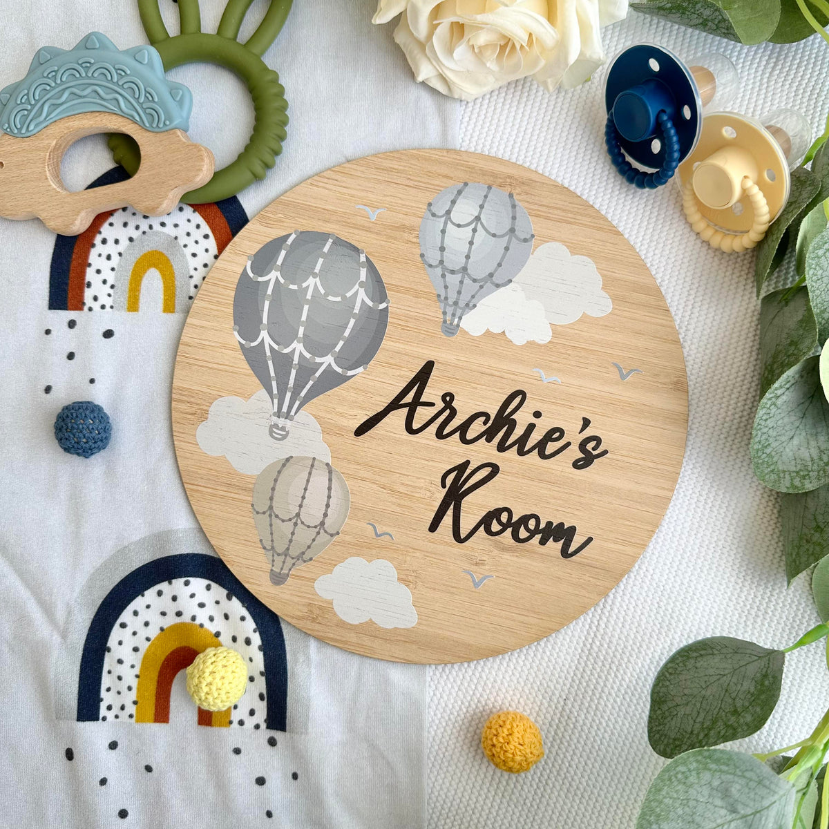 Printed Round Plaque- Hot Air Balloons