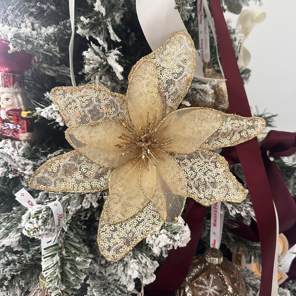 Sequenced Petal Poinsettia Clip On