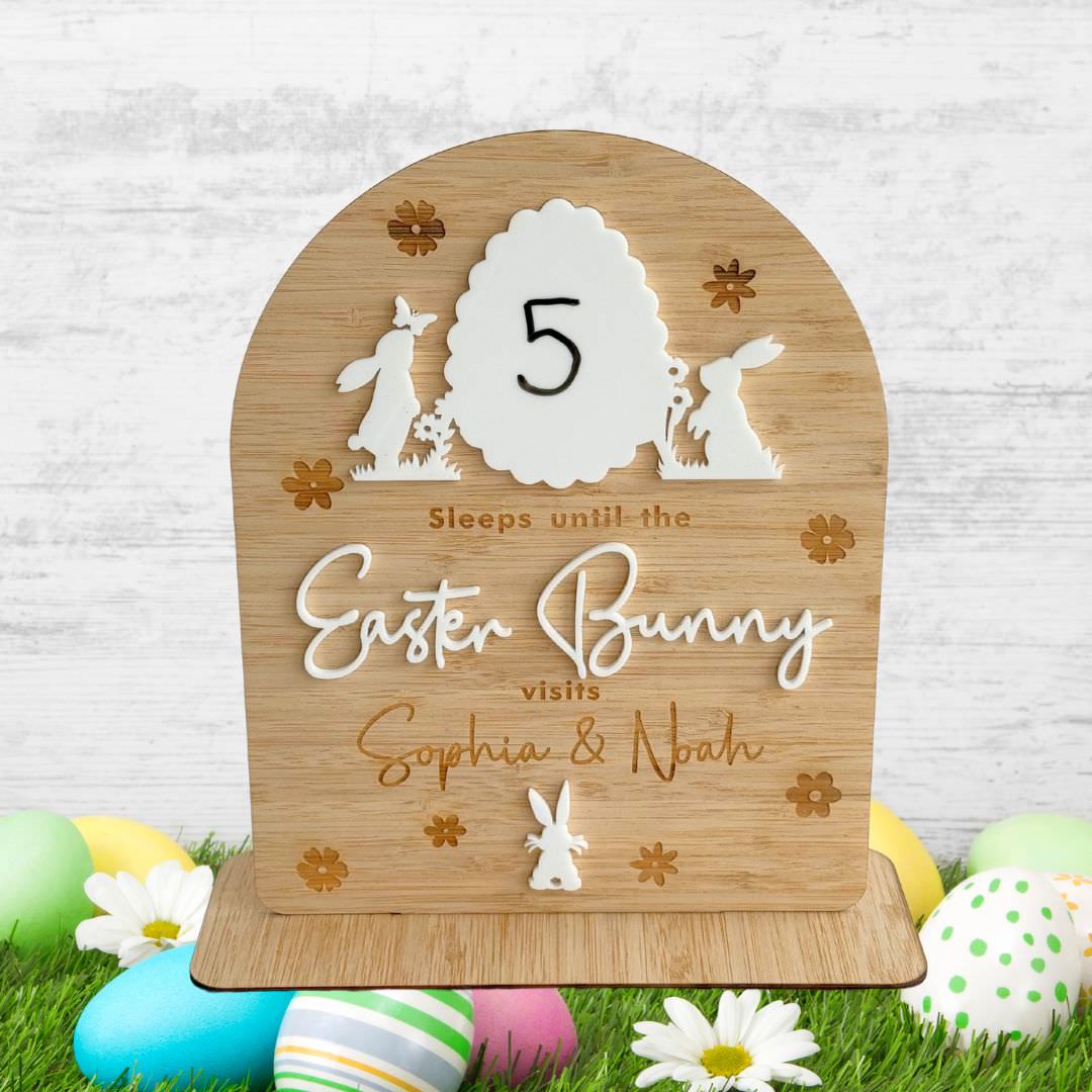 3D Personalised Easter Bunny - Sleeps Countdown Arch Stand